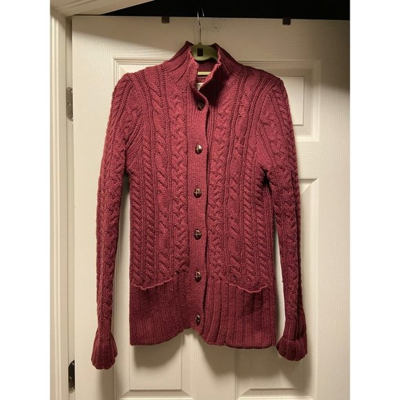 Duluth Trading Company | Maroon Red Cable Knit Cardigan Sz XS - Picture 1 of 7